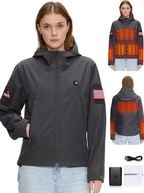 Heated jacket new with tags size medium gray color winter cold weather